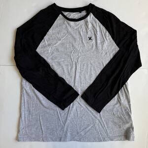 Hurley Mens Long Sleeve Shirt Size XL Gray Black Raglan Streetwear Skater Surf